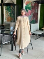 ⁦شميز طويل كتان (بيج)⁩ - الصورة ⁦9⁩