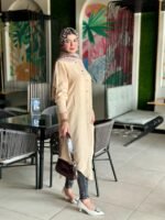 ⁦شميز طويل كتان (بيج)⁩ - الصورة ⁦8⁩